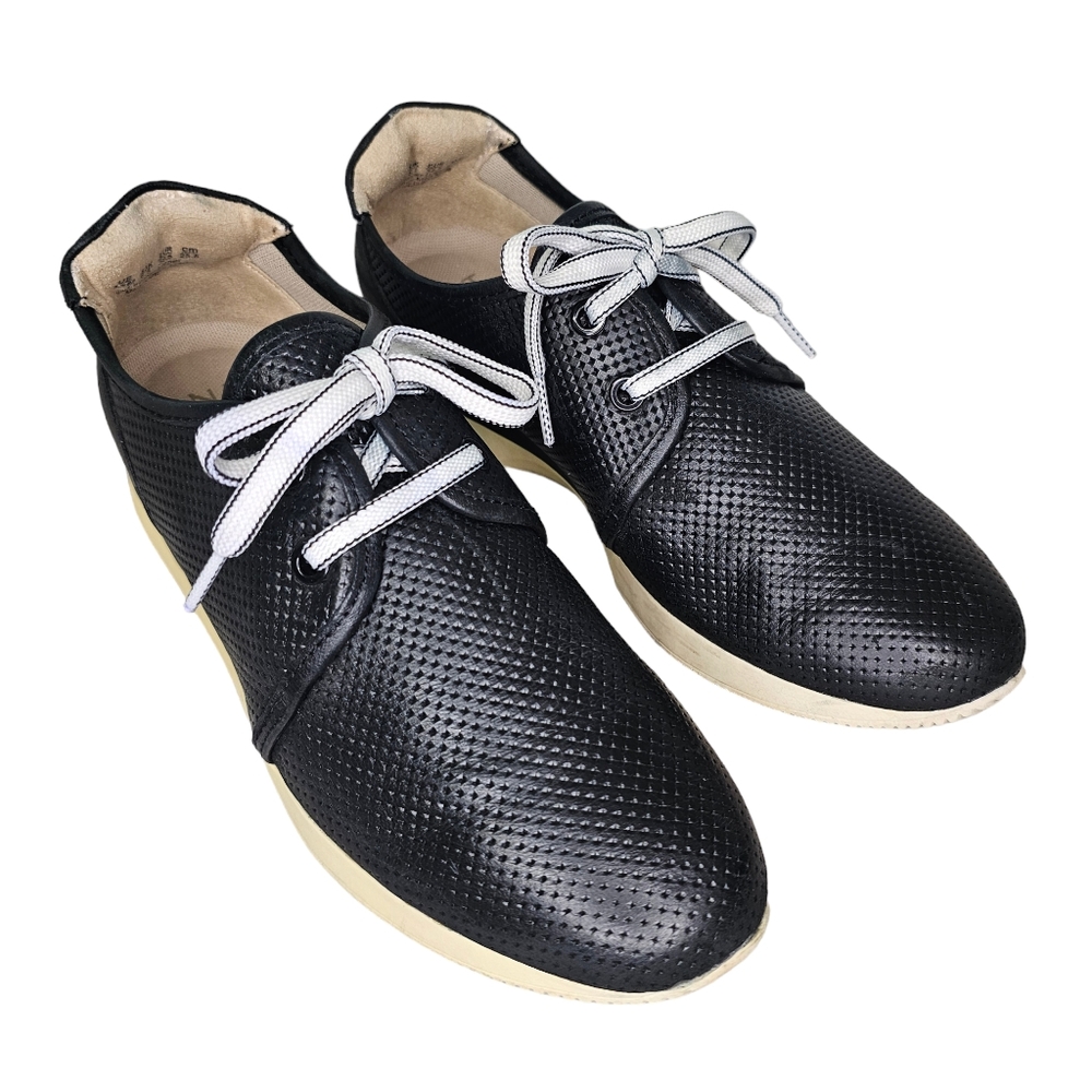 Naturalizer Jaque Women's 8.5 Black Leather Lace Up Trainers Sneakers